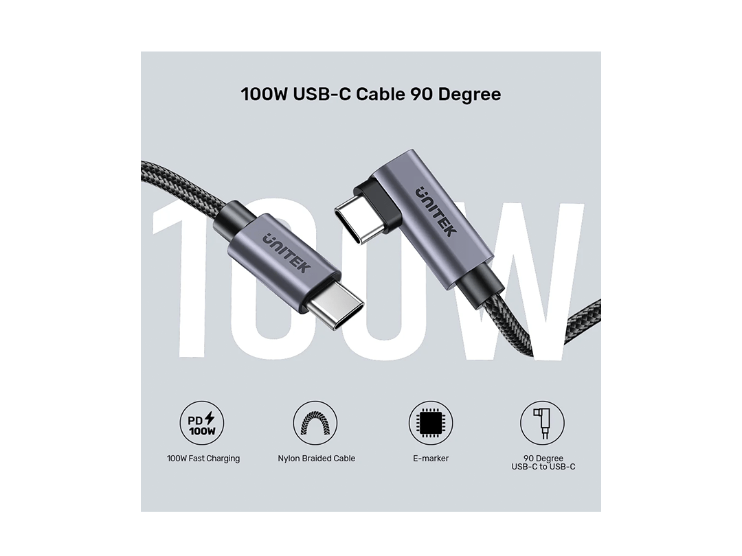 Unitek 100W USB-C 90 Degree Cable 5M in Qatar Unitek 100W USB-C 90 Degree Cable 5M in Qatar
